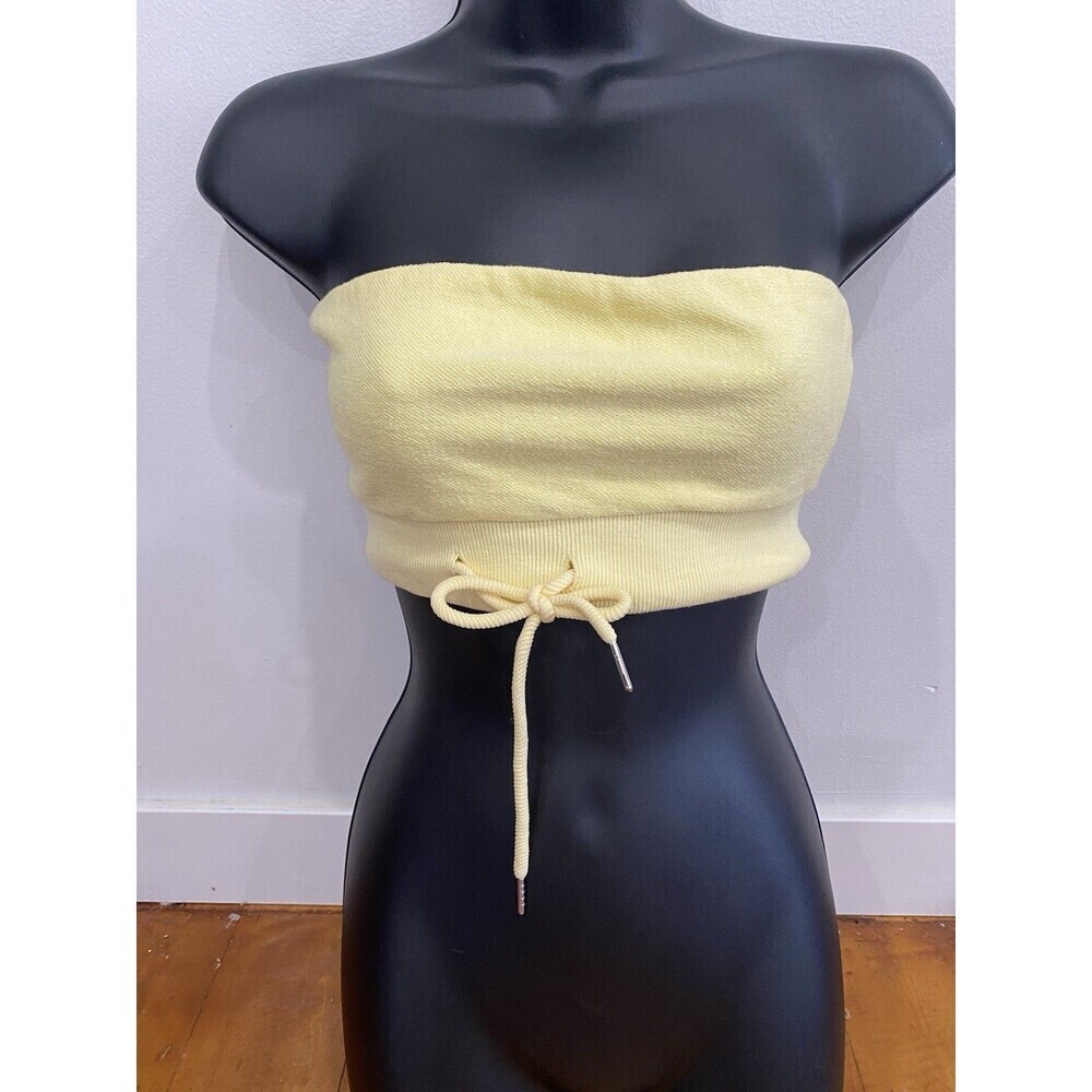 NEW WITH TAGS! Tiger Mist Estee Bikini Top Size Small Terry Cloth Tie Yellow